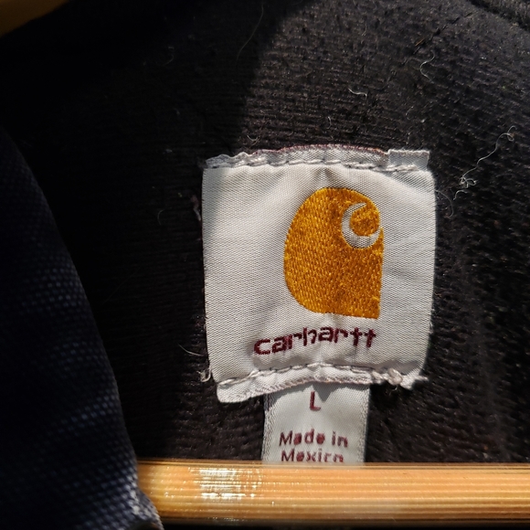 Vintage Carhartt Insulated Full Zip Canvas Work Jacket Men's - sz L Navy Blue - Picture 4 of 10